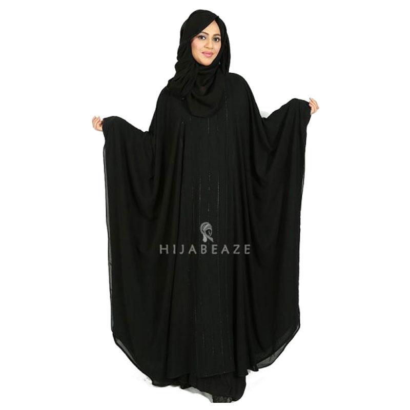U-STYLE ABAYA | BLACK LINNING WITH BLACK CRYSTAL QUARTZ