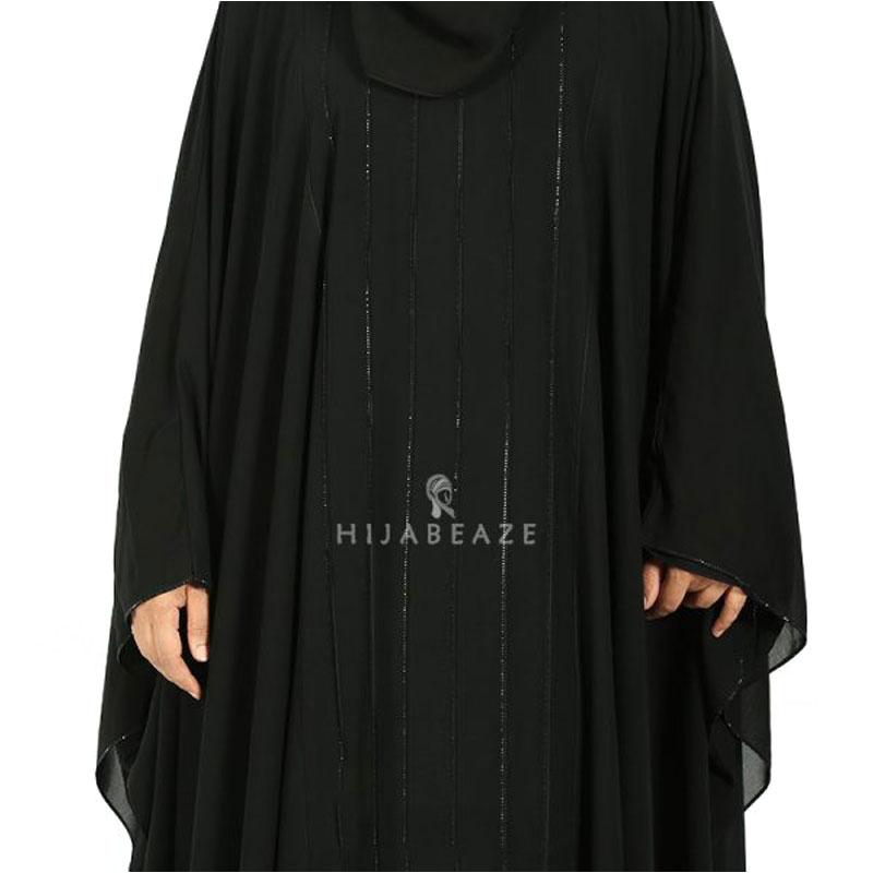 U-STYLE ABAYA | BLACK LINNING WITH BLACK CRYSTAL QUARTZ
