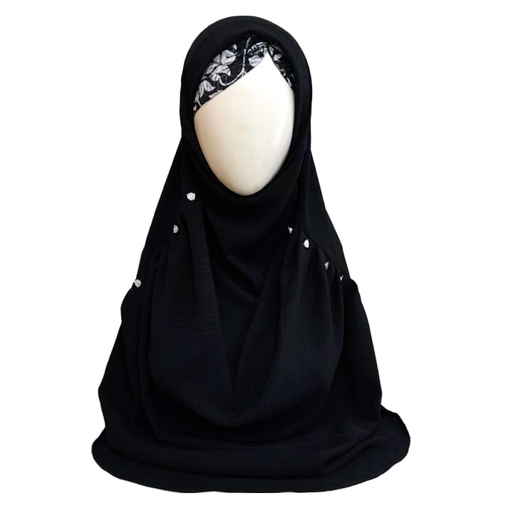 COWLNECK PINLESS| ONYX BLACK- TURKISH GEORGETTE
