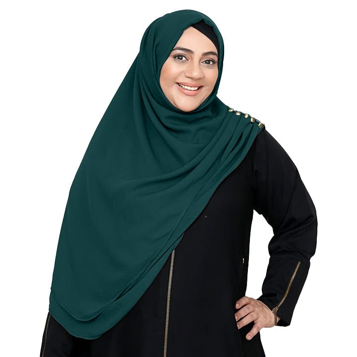 INSTANT HIJAB | BOTTLE GREEN - KOREAN CHIFFON