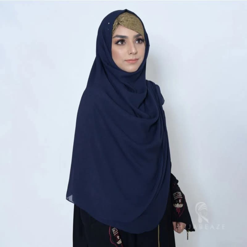 INSTANT HIJAB | NAVY BLUE CHIFFON