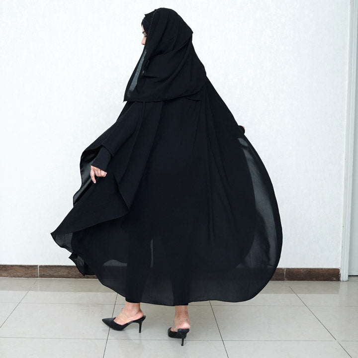 PLEATED SHRUG WITH HIJAB | BLACK