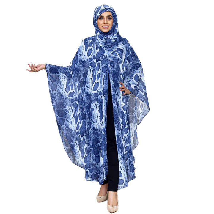 PLEATED SHRUG WITH HIJAB | BLUE PYTHON
