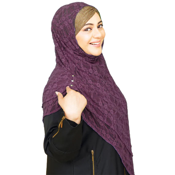 INSTANT HIJAB | PURPLE LACE