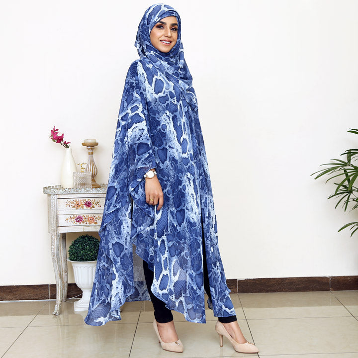 PLEATED SHRUG WITH HIJAB | BLUE PYTHON
