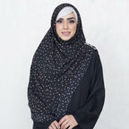 INSTANT HIJAB | CONFETTI CHUNKS ON BLACK - TURKISH GEORGETTE