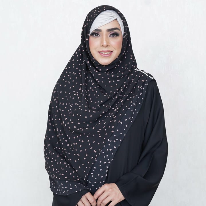 INSTANT HIJAB | CONFETTI CHUNKS ON BLACK - TURKISH GEORGETTE