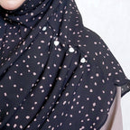 COWLNECK PINLESS | WHITE CONFETTI CHUNKS ON BLACK - TURKISH GEORGETTE