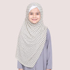 KIDS INSTANT HIJAB | WHITE & BLACK DIAMONDS - CHIFFON