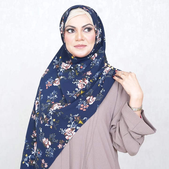 INSTANT HIJAB | BLUE BOUQET - TURKISH GEORGETTE