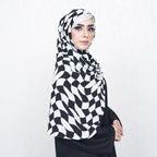 INSTANT HIJAB | MONOCHROME WAVES - TURKISH GEORGETTE