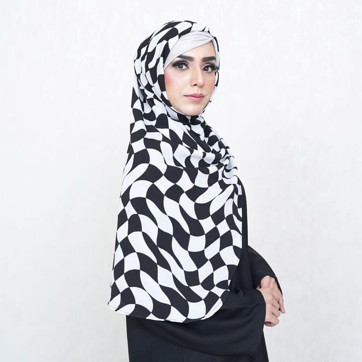 INSTANT HIJAB | MONOCHROME WAVES - TURKISH GEORGETTE