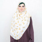INSTANT HIJAB | MUSTARD FLOWER ON WHITE - CHIFFON