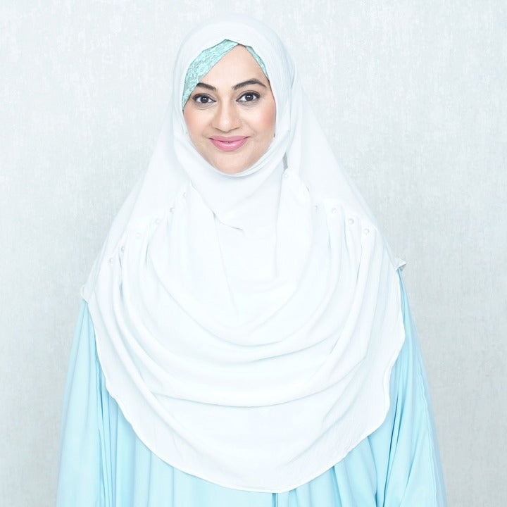 COWLNECK PINLESS | PEARL WHITE - TURKISH GEORGETTE