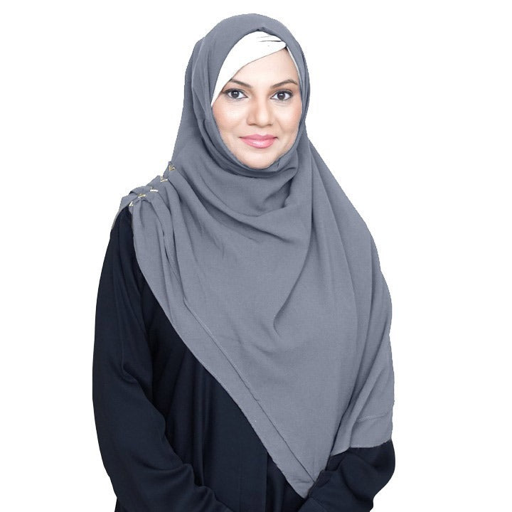 INSTANT HIJAB | DARK GREY - KOREAN CHIFFON