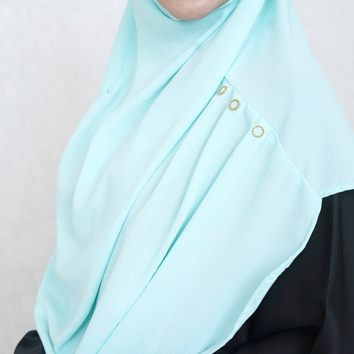 COWLNECK PINLESS | AQUA - TURKISH GEORGETTE