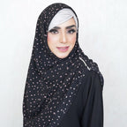 INSTANT HIJAB | CONFETTI CHUNKS ON BLACK - TURKISH GEORGETTE