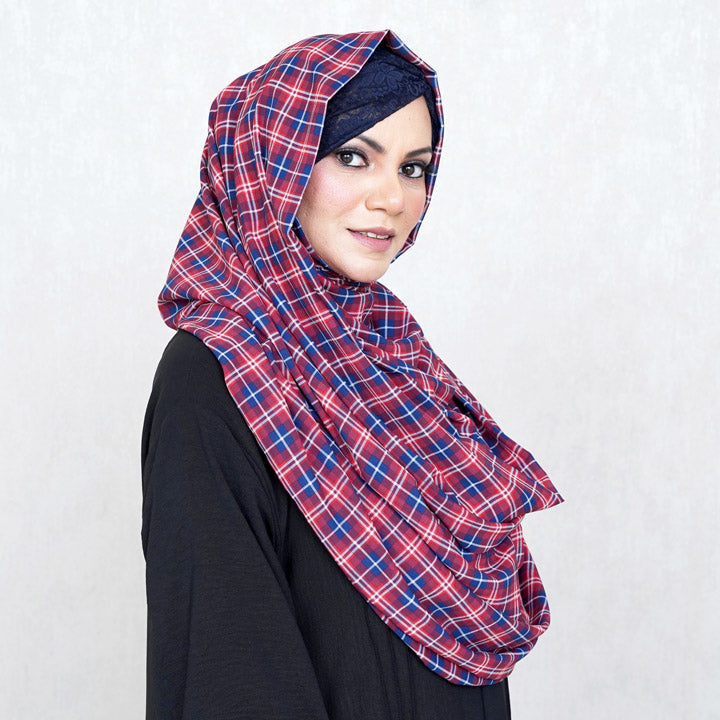 DRAPEREAZE | WHITE & RED BURBERRY - CHIFFON
