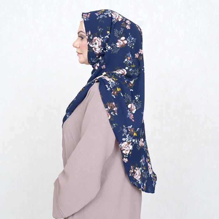 INSTANT HIJAB | BLUE BOUQET - TURKISH GEORGETTE