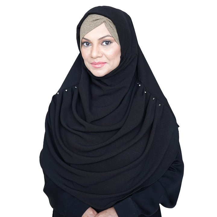 COWLNECK PINLESS| ONYX BLACK- TURKISH GEORGETTE