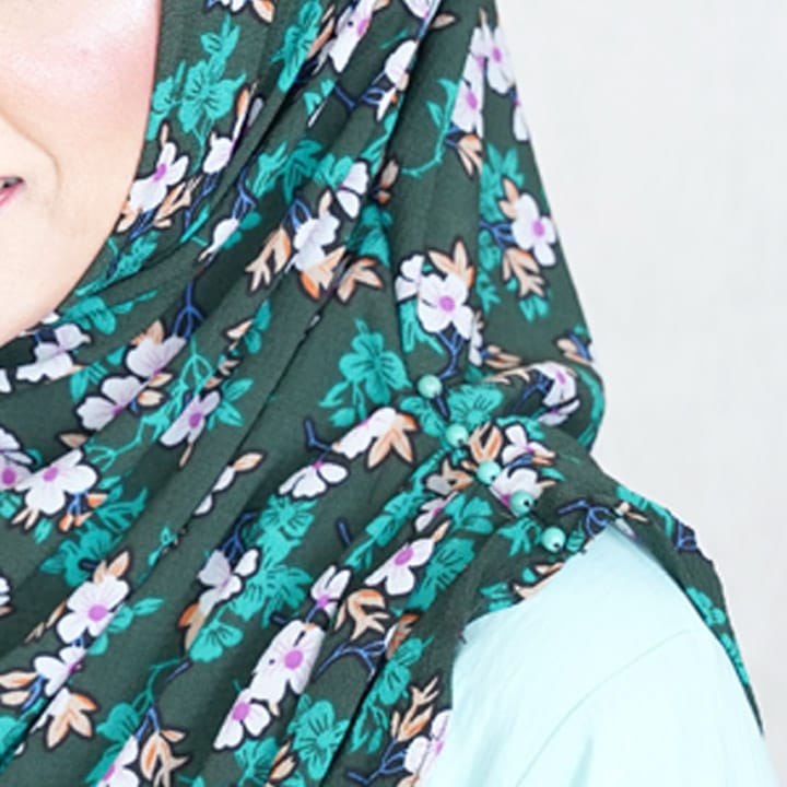 INSTANT HIJAB | EMERALD BLOSSOM - TURKISH GEORGETTE