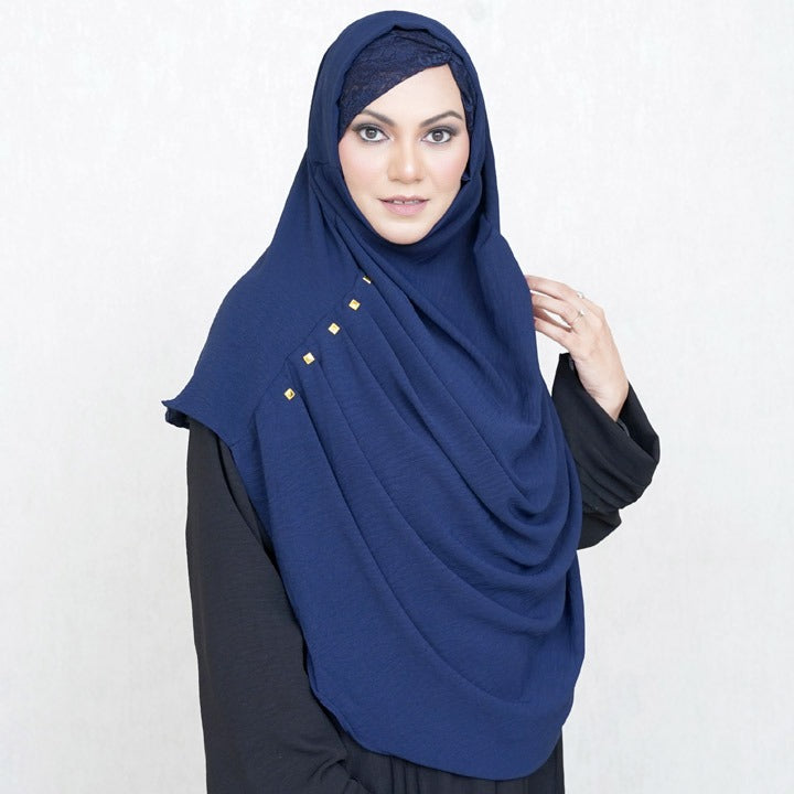 COWLNECK PINLESS |  SAPHIRE BLUE - TURKISH GEORGETTE