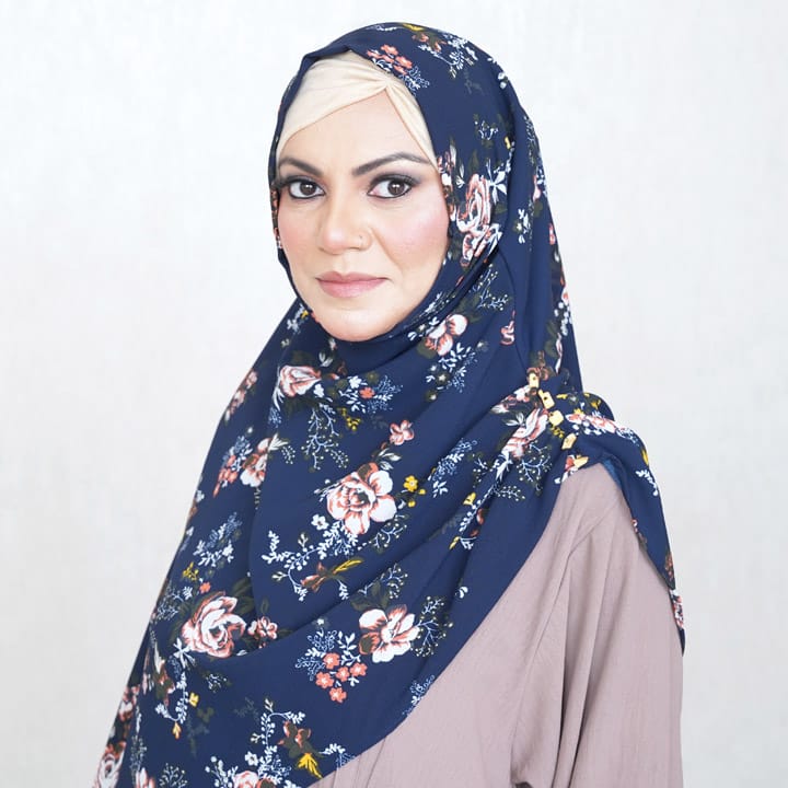 INSTANT HIJAB | BLUE BOUQET - TURKISH GEORGETTE