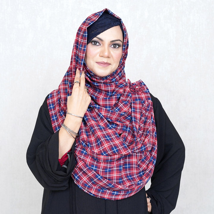 DRAPEREAZE | WHITE & RED BURBERRY - CHIFFON