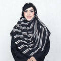 COWLNECK PINLESS | WHITE & MINK STRIPES ON BLACK - TURKISH GEORGETTE