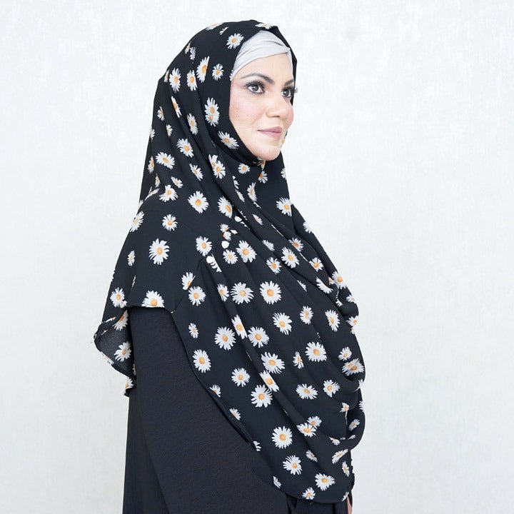 COWLNECK PINLESS | DAISY NOIR - TURKISH GEORGETTE