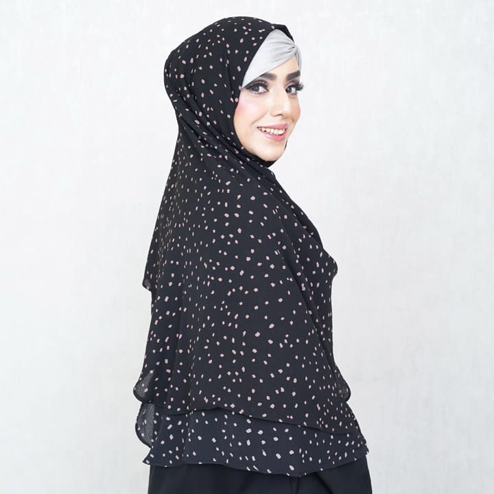 INSTANT HIJAB | CONFETTI CHUNKS ON BLACK - TURKISH GEORGETTE