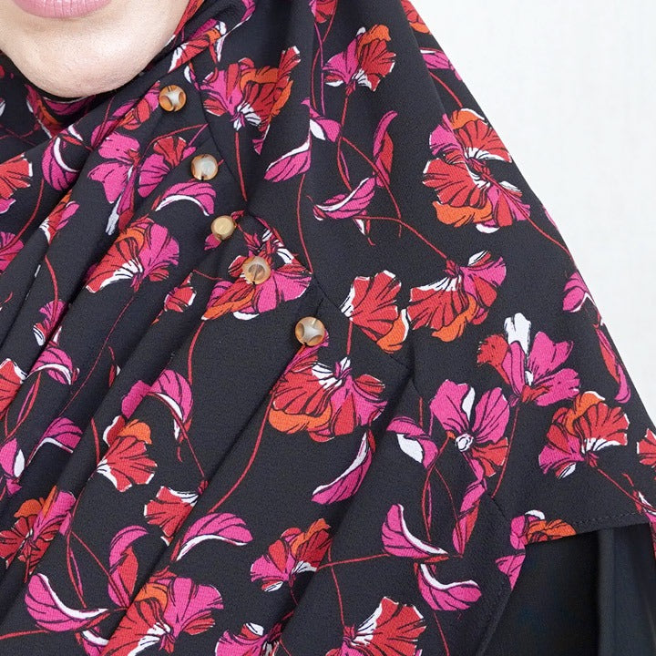 COWLNECK PINLESS | CORAL GARDEN - TURKISH GEORGETTE