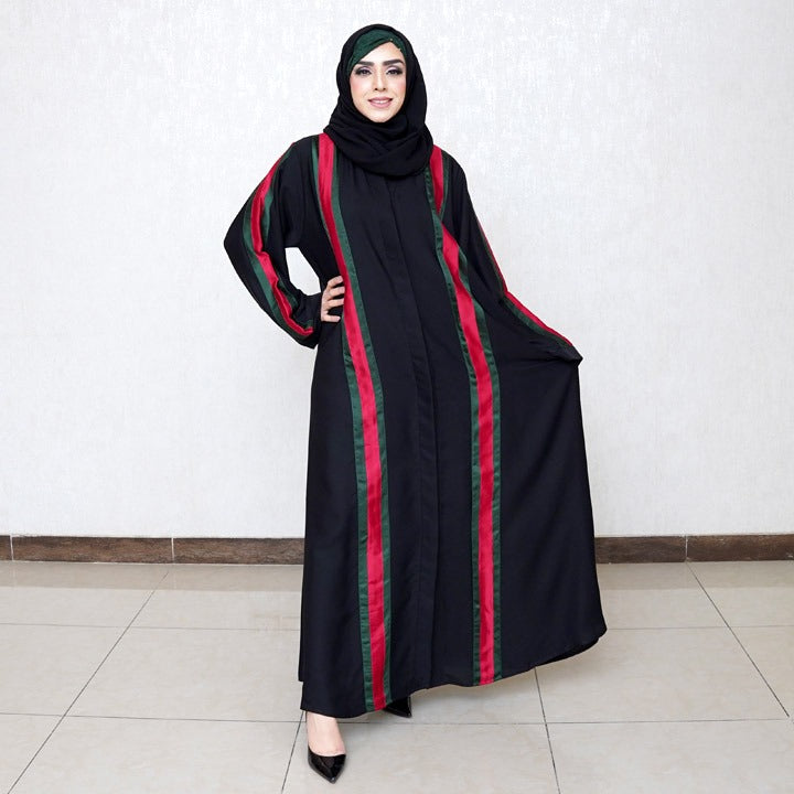FO ABAYA W GUCCI LINES - BLACK NIDA