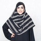 HCS | WHITE & MINK STRIPES ON BLACK - TURKISH GEORGETTE
