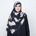 INSTANT HIJAB | MINK FLORAL ON BLACK - TURKISH GEORGETTE