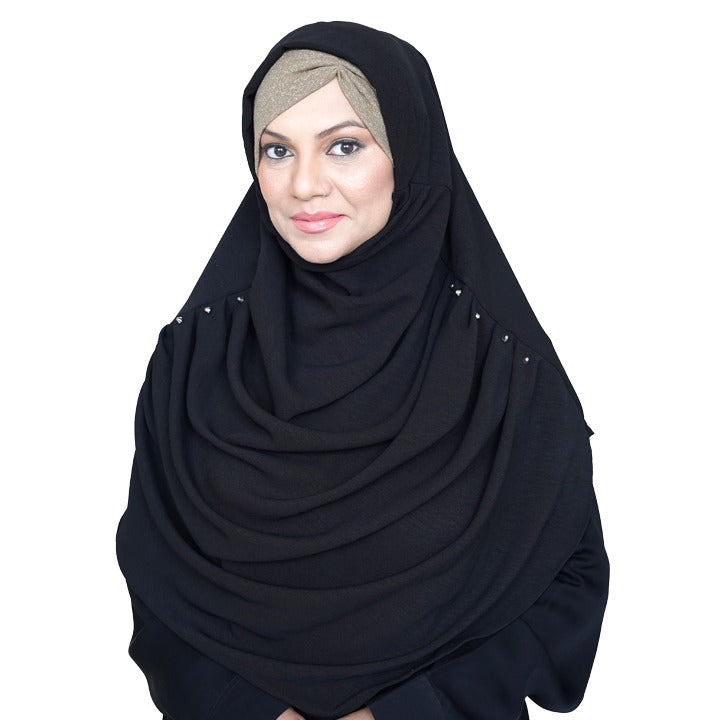 COWLNECK PINLESS| ONYX BLACK- TURKISH GEORGETTE