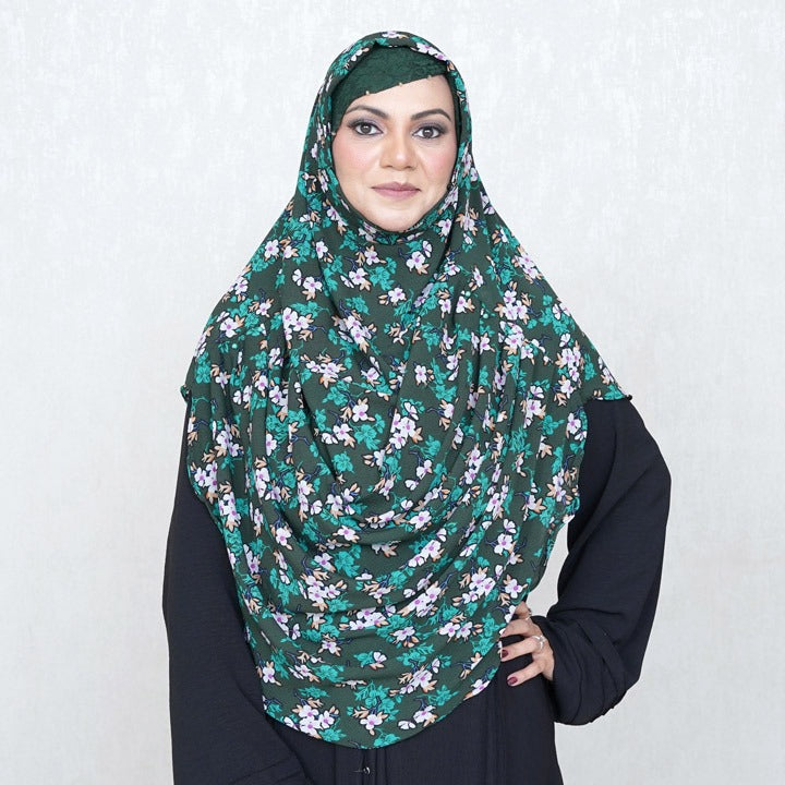 COWLNECK PINLESS | EMERALD BLOSSOM - TURKISH GEORGETTE