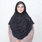 COWLNECK PINLESS | WHITE CONFETTI CHUNKS ON BLACK - TURKISH GEORGETTE