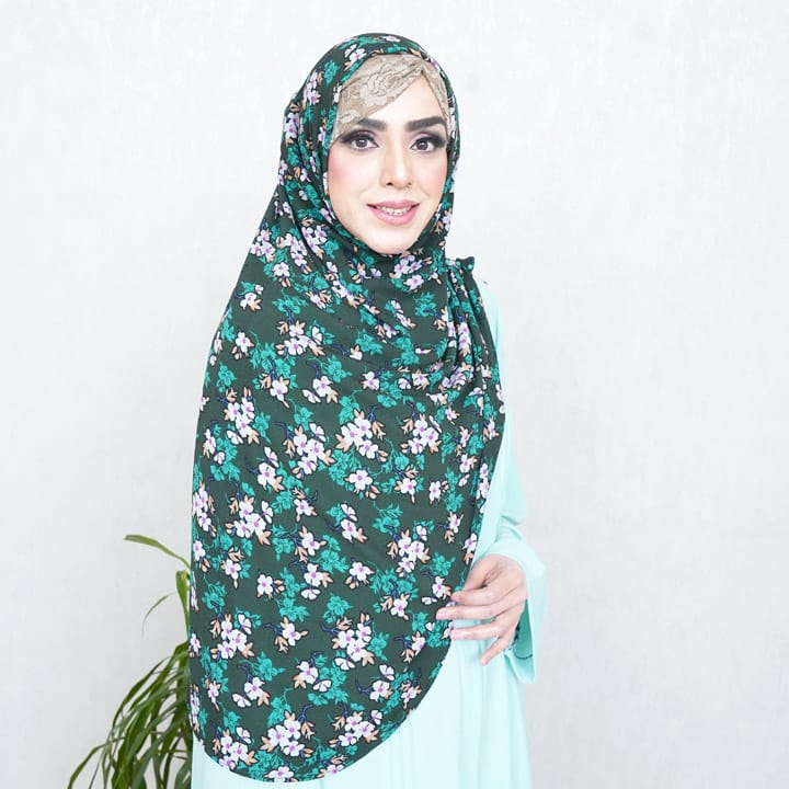 INSTANT HIJAB | EMERALD BLOSSOM - TURKISH GEORGETTE