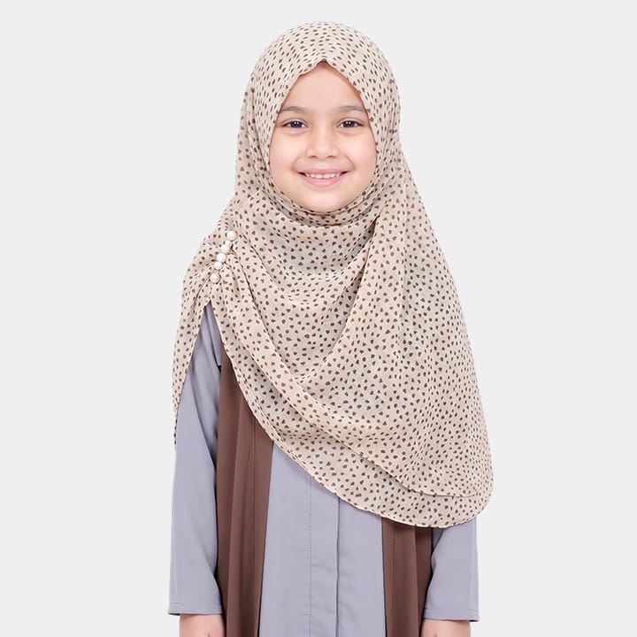 KIDS INSTANT HIJAB | PEARL HEART - CHIFFON