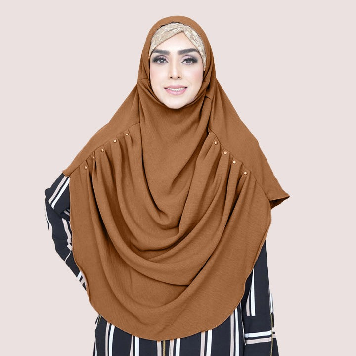 COWLNECK PINLESS | AGATE BROWN- TURKISH GEORGETTE
