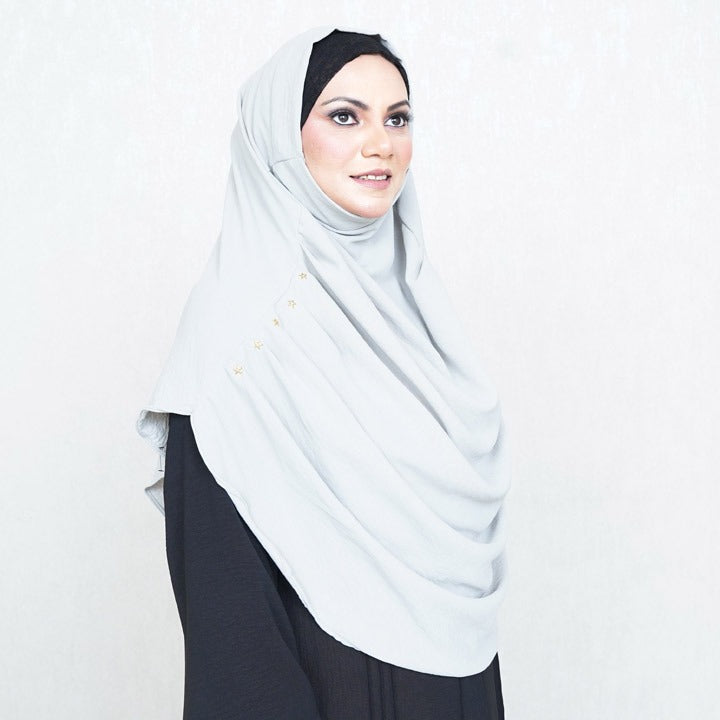 COWLNECK PINLESS | ANGELITE GREY- TURKISH GEORGETTE