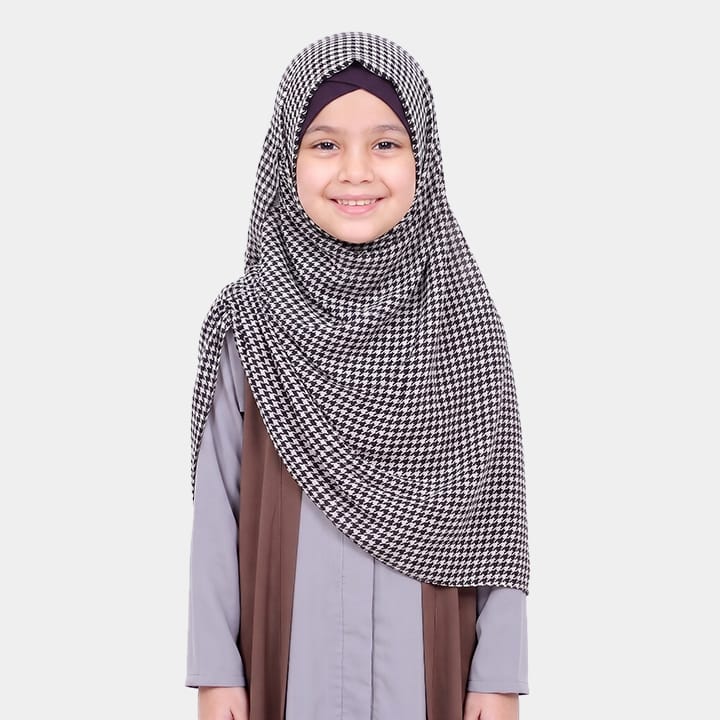 KIDS INSTANT HIJAB | BLITE HOUNTTOTH - CHIFFON
