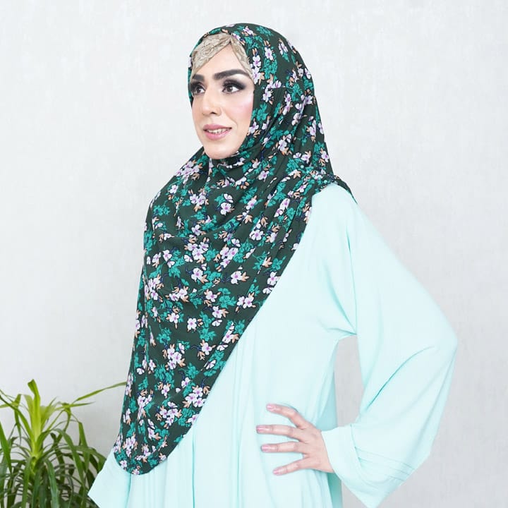 INSTANT HIJAB | EMERALD BLOSSOM - TURKISH GEORGETTE