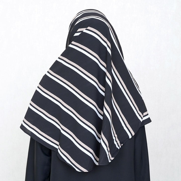 HCS | WHITE & MINK STRIPES ON BLACK - TURKISH GEORGETTE