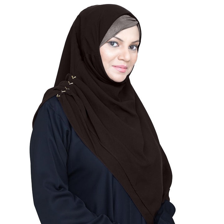 INSTANT HIJAB | DARK BROWN - CHIFFON