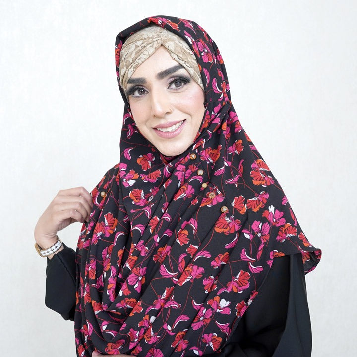 COWLNECK PINLESS | CORAL GARDEN - TURKISH GEORGETTE
