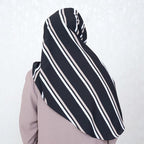 INSTANT HIJAB | WHITE & MINK STRIPES ON BLACK - TURKISH GEORGETTE