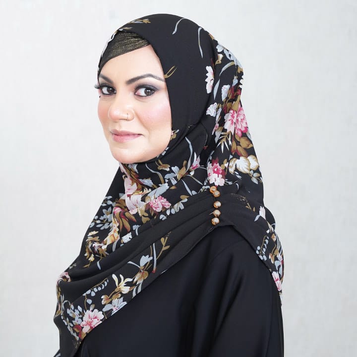 INSTANT HIJAB | MIDNIGHT BOUQET - TURKISH GEORGETTE
