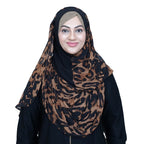 HOODIE DRAPES | BIG BROWLACK LEOPARD - CHIFFON